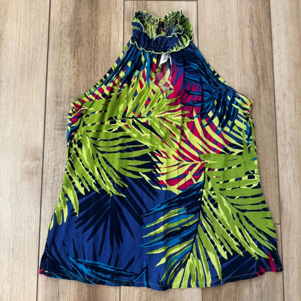 High Neck Flowy Halter Colorful Tropical Beach Vacation Resort La Mer Luxe Small